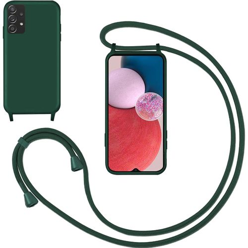 KAL-Coque Cordon De Collier Pour Samsung Galaxy A13 4G,Collier Pour Étui Colliers De Cellulaire Mince Antichoc Réglable Lanyard Housse Liquide Silicone Case Pour Samsung A13,Vert