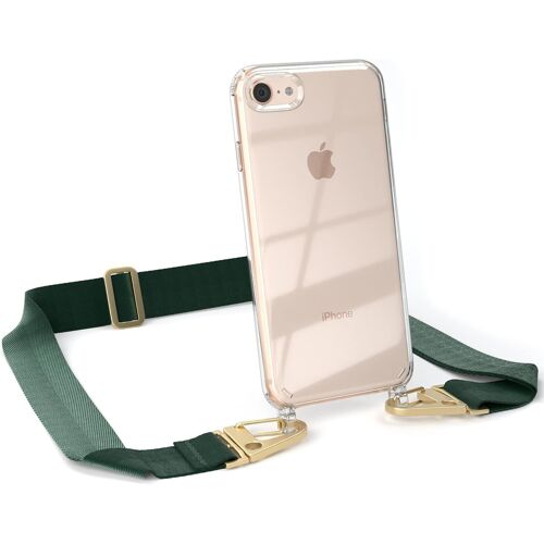 KAL-- Coque Avec Sangle Compatible Avec Iphone Se 2022, Coque Avec Lanière Et Chaîne Pour Téléphone Portable À Suspendre, Cordon Pour Téléphone En Vert Pin - Clips Or