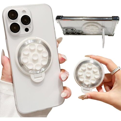 KAL-Anneau Telephone Portable Pour Magsafe Réglable À 360° Ventouse En Silicone Support Téléphone Pour Vidéos Et Selfies Blanc