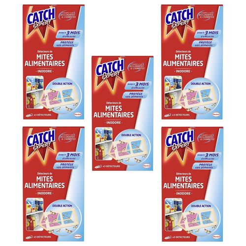 CATCH Lot de 5 Etuis de 3 Détecteurs Pièges Anti-Mites Alimentaires