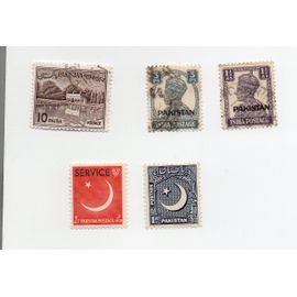 Pakistan- Lot De 3 Timbres Oblitérés Et 2 Timbres Neufs Divers