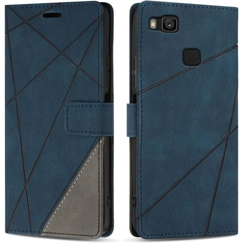 Kal-Etui Coque Pour Huawei P9 Lite, Protection Housse En Cuir Pu Portefeuille Livre Pour Huawei P9 Lite, Emplacements Cartes, Fonction Support, Bleu