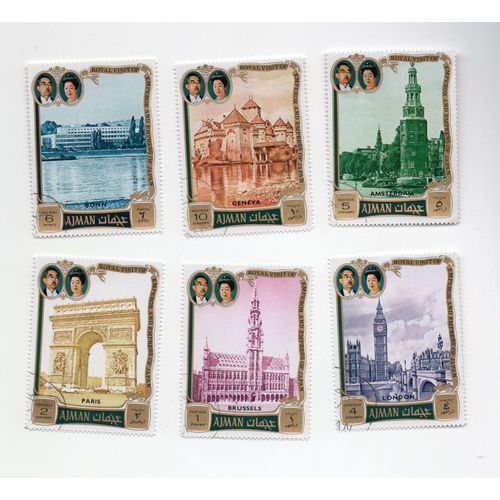 Ajman- Série De 6 Timbres Neufs- Visites Diverses De L' Empereur Et De L' Impératrice Du Japon