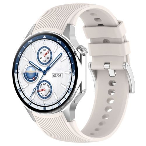 Bracelet En Silicone Texturé Vertical Pour Oppo Watch X / Oneplus Watch 2 (Blanc Crème)