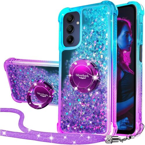 KWEX-Coque pour Samsung Galaxy A16 5G, Fille Silicone Paillette Bling Glitter de Luxe avec Support, Liquide Gel Housse Etui de Protection pour Samsung A16 - Violet