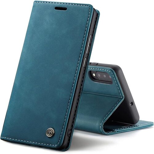 KAL-Coque Cuir Pour Samsung Galaxy A50/A30S/A50S, Protection Housse En Cuir Pu Portefeuille,Fermeture Magnétique,Fentes Pour Cartes,Fonction De Support.-Bleu