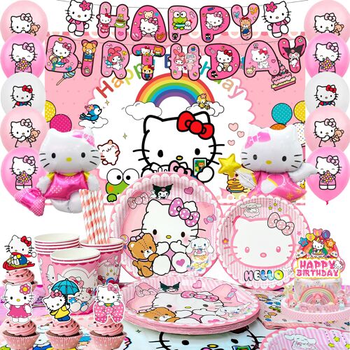 Décorations D'anniversaire Hello Kitty, Décorations de Fête et Décoration de Ballon Fournitures de Fête Hello Kitty