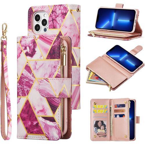 KAL-Coque Pour Iphone 13 Pro Max 6.7 Inch, Etui En Cuir Pu Portefeuille Rétro Antichoc Flip Case Housse Avec Fentes De Cartes Fonction Support, Fermeture Magnétique - Bijou Violet