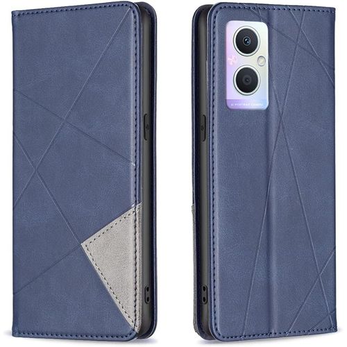Coque Pour Oppo A96 5g/Oppo Reno 8 Lite 5g/Reno 7 Lite 5g, Housse Portefeuille En Cuir Etui De Protection Avec Tpu Silicone Bumper Flip Case, Porte Cartes Avec Fonction Support Cover (Bleu)
