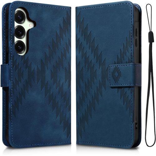 KAL-Coque Pour Samsung Galaxy S25 Plus/S24 Plus 5G Avec Fonction De Support, Matériau De Protection En Pu Tout Autour, Étui S25 Plus 5G Anti-Rayures Et Anti-Chute, Bleu