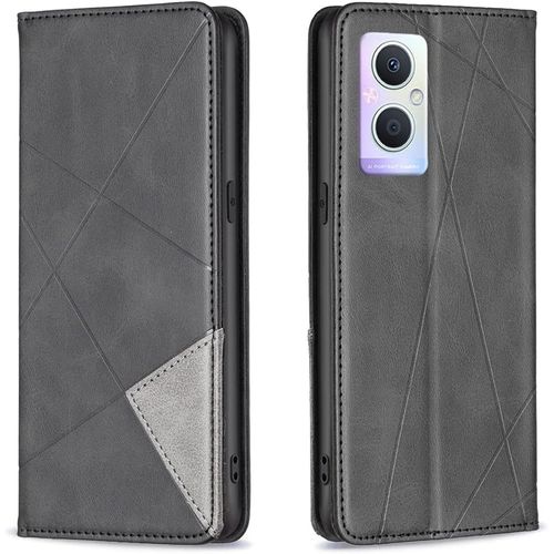 Coque Pour Oppo A96 5g/Oppo Reno 8 Lite 5g/Reno 7 Lite 5g, Housse Portefeuille En Cuir Etui De Protection Avec Tpu Silicone Bumper Flip Case, Porte Cartes Avec Fonction Support Cover (Noir)