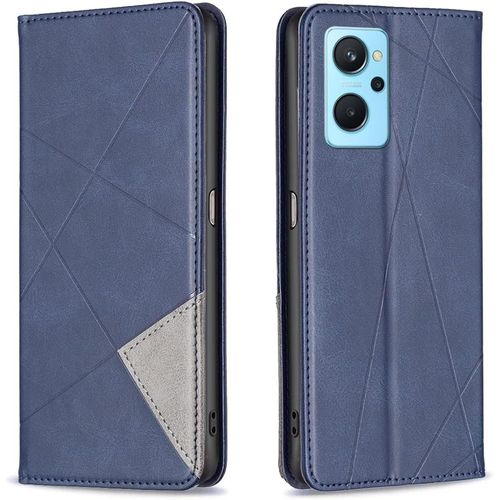 Coque Pour Oppo A96/Realme 9i/A36/A76, Housse Portefeuille En Cuir Etui De Protection Avec Slim Tpu Silicone Bumper Antichoc Magnetique Flip Case, Porte Cartes (Bleu