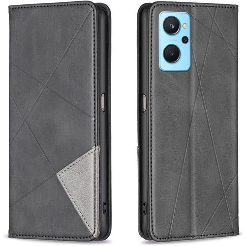 Coque Pour Oppo A96/Realme 9i/A36/A76, Housse Portefeuille En Cuir Etui De Protection Avec Slim Tpu Silicone Bumper Antichoc Magnetique Flip Case, Porte Cartes (Noir)