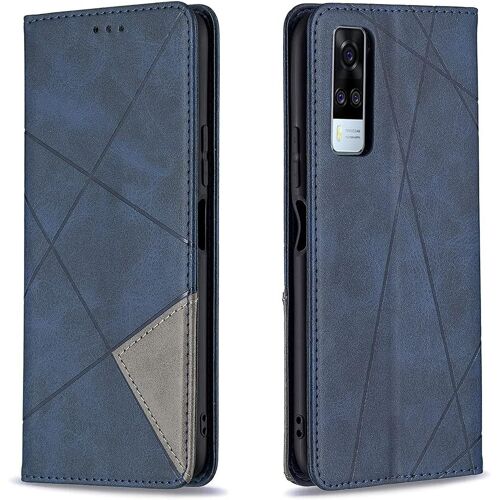 Coque pour Vivo Y51 2020/Y51A/Y51S, Housse Portefeuille en Cuir Etui de Protection avec TPU Silicone Bumper Flip Case, Porte Cartes avec Fonction Support Cover PU Pochette (Bleu)
