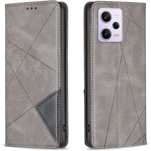 Coque Pour Xiaomi Redmi Note 12 Pro 5g/Poco X5 Pro, Housse Portefeuille En Cuir Etui De Protection Avec Slim Tpu Silicone Bumper Flip Case, Porte Cartes Avec Fonction Support Cover (Gris)