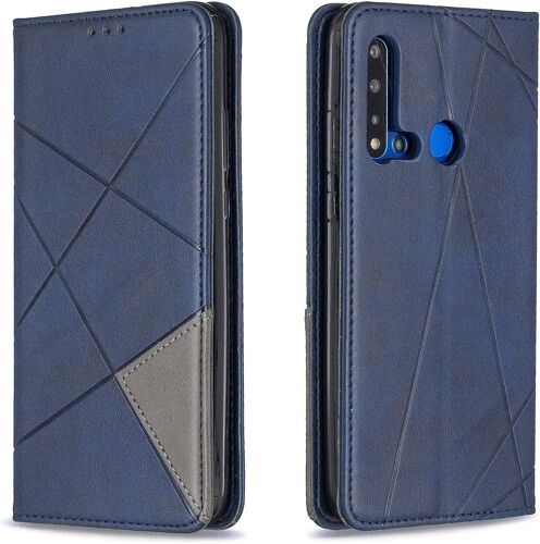 KAL-Coque Pour Huawei P20 Lite 2019 / Nova 5I, Housse Portefeuille En Cuir Etui Avec Tpu Silicone Bumper Antichoc Magnétique Flip Case, Porte Cartes Avec Fonction Support Cover (Bleu)