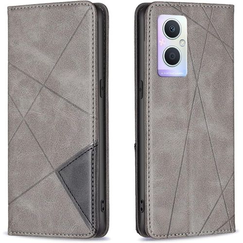 Coque Pour Oppo A96 5g/Oppo Reno 8 Lite 5g/Reno 7 Lite 5g, Housse Portefeuille En Cuir Etui De Protection Avec Tpu Silicone Bumper Flip Case, Porte Cartes Avec Fonction Support Cover (Gris)