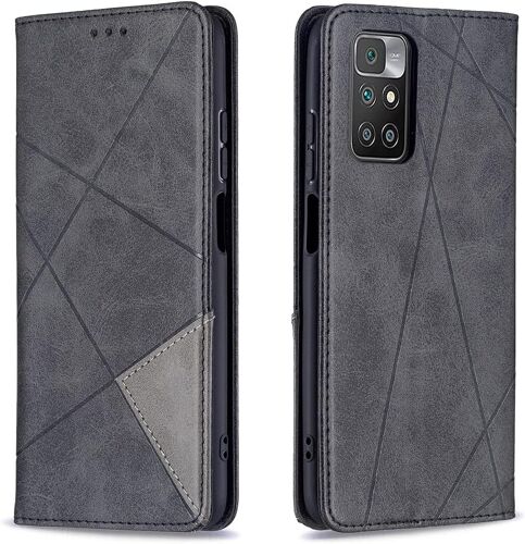 KAL-Coque Pour Xiaomi Redmi 10/ Redmi Note 11 4G, Housse Portefeuille En Cuir Etui De Protection Avec Slim Tpu Silicone Bumper Antichoc Magnétique Flip Case Avec Fonction Support Cover (Noir)