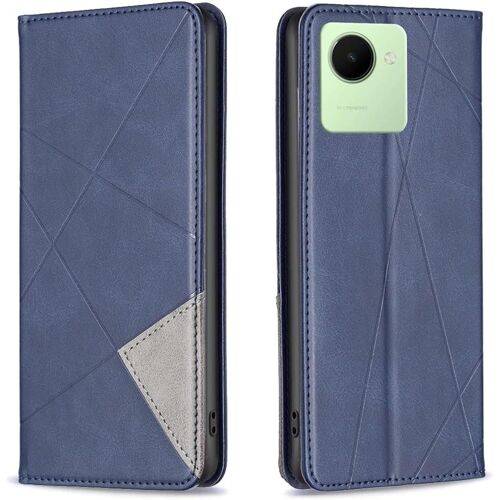 Coque pour Realme C30/ Realme Narzo 50i Prime, Housse Portefeuille en Cuir Etui de Protection avec Slim TPU Bumper Flip Case, Porte Cartes avec Fonction Support Cover PU Pochette (Bleu)