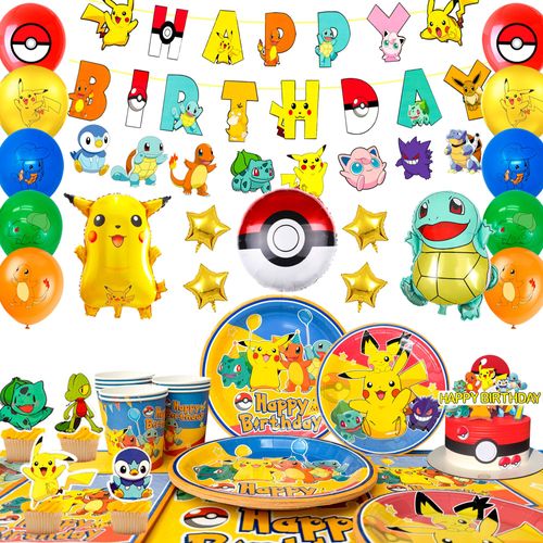 Pokémon Décoration De Fête d'Anniversaire Pour Enfants, Articles de Table pour Fêtes D'anniversaire Decoration Ballons de Fête
