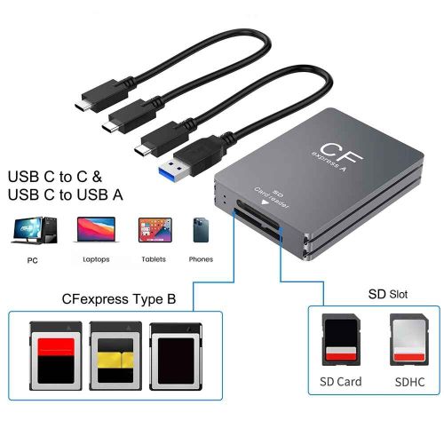 Lecteur de carte SD CFexpress Type A,adaptateur de carte,prise en charge Android,Windows,Mac OS,lecteur portable CF Express pour SLR,2 en 1 - Type CR349