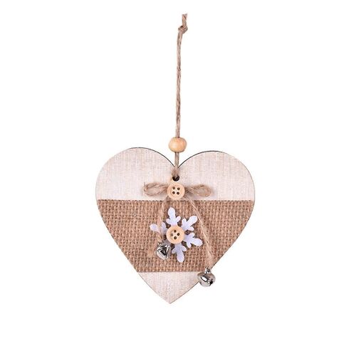 Noël ornement en bois bouton & toile de jute design arbre de Noël suspendu