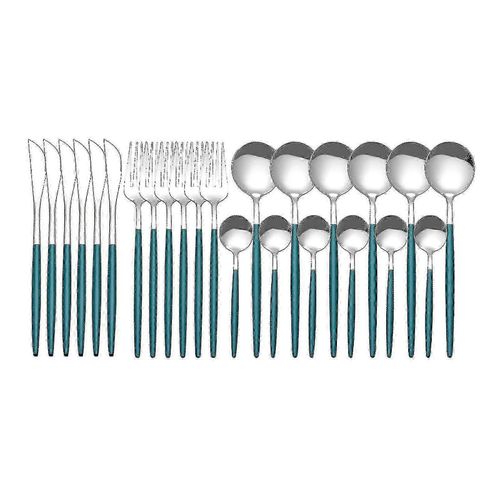24pcs Ensemble De Vaisselle En Acier Inoxydable Ensemble De Couverts De Cuisine Couteau Fourchette Cuillère Vaisselle Vaisselle Argenterie Minimaliste-En Stock