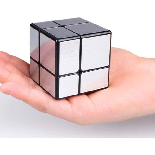 2x2 miroir corps noir avec cube magique argenté miroir blocs argentés 2x2x2 speed cube