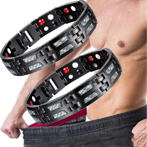 2022 Titanium Power Bracelet Magnétique Carbon Blue Therapy Fit Plus Magnétothérapie Corps Raffermissant Bracelet - Ya