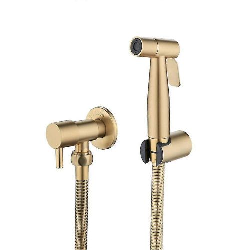 Salle de bain Toilette Bidet Tap Kit Or brossé Douche de bidet murale avec vanne d'arrêt