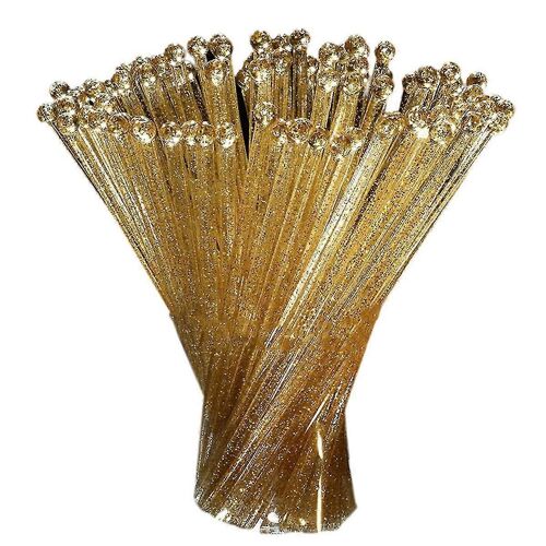 100 Pièces Jetables En Plastique Rond Crystal Swizzle Sticks (Doré)