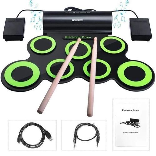 Batterie Électronique Avec Pad De Percussion, Portable Électronique Roll Up Tambour, Parfait Pour Les Débutants Et Les Enfants