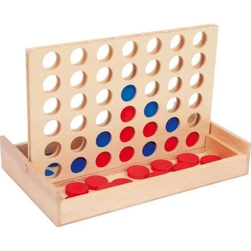 Jeu De Société \Puissance 4, Format Voyage \, \Puissance \ Version De Voyage Dans Une Boîte En Bois
