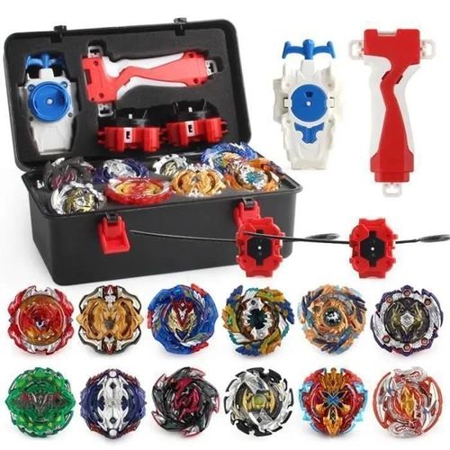Kit de 12 toupies - KAKOO - Toupies d\'éveil - Turbo explosif - 3 lanceurs - Jouet classique