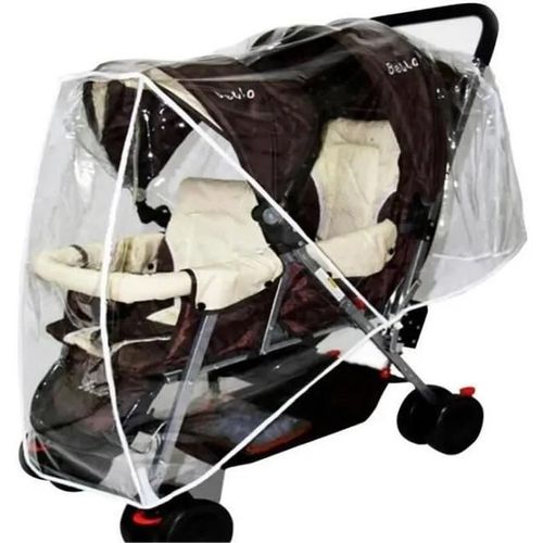 Habillage Pluie Universel Pour Poussette Double Couverture Anti-Pluie Protection Pluie Et Vent Transparent Avec Bouche D\'attache