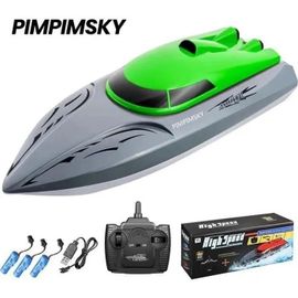 Bateau RC Vitesse Jouet télécommandé PIMPIMSKY - Batterie rechargeable - 2.4GHz - 20KM-H - vert