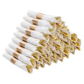 Ensemble D'argenterie En Plastique Argenté Pré-Roulé,Serviettes Pré-Roulées Avec Ensemble De Couverts En Argent Pour ,Anniversaire