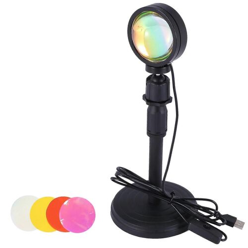 Coucher de soleil Projection Atmosphère LED Lampe 4 en 1 Veilleuse,Projecteur USB 360 Rotation Photographie La