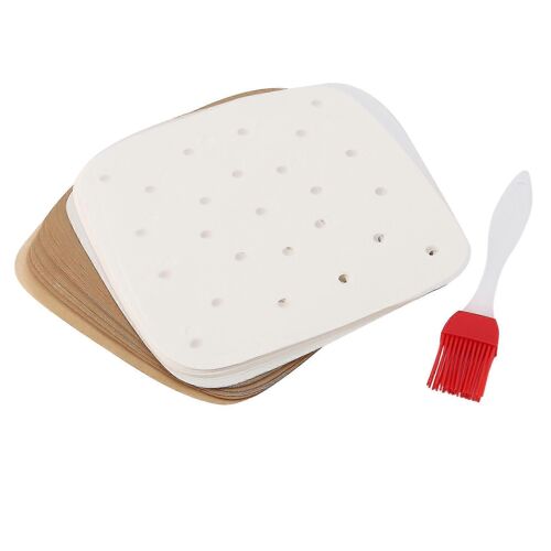 200Pcs carré Air Fryer Doublures,Tapis Vapeur Antiadhésif Perforé Non Blanchi Papier Parchemin Air Fry