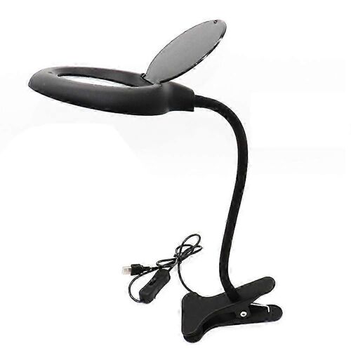 Lampe Loupe 5x Avec Pince,Lampe De Bureau Led En Verre Loupe Éclairée Par Usb Alimentée Par Usb Pour