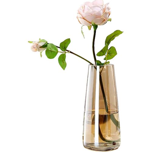 Vase en verre moderne Iris Vase en verre transparent (ambre cristal) pour la décoration du bureau à domicile
