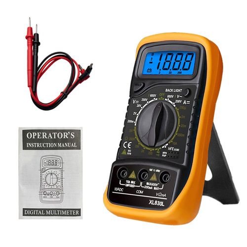 Multimètre Numérique XL830L avec Rétro-Éclairage LCD,Portable,AC/DC,Ampèremètre,Voltmètre,Testeur de Tension Ohm - Type XL830L-Yellow #A