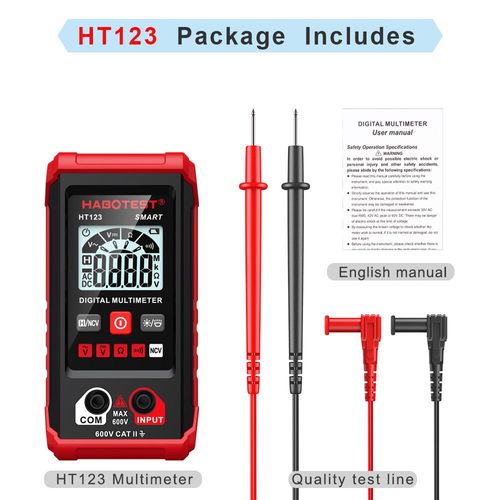 HABOTEST HT123 multimètre numérique AC DC NCV multimètre intelligent testeur Ohm compteur de tension gamme automatique testeur d'électricien professionnel - Type HT123 #B