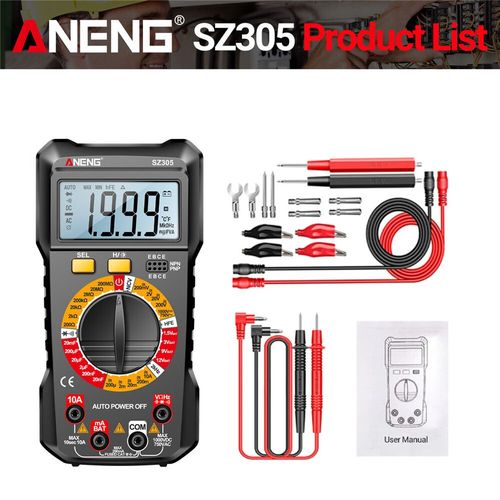 ANENG SZ305 multimètre numérique professionnel AC/DC tension ampèremètre condensateur hFE Triode NCV tension Induction électricien testeur - Type SZ305 Black Pro