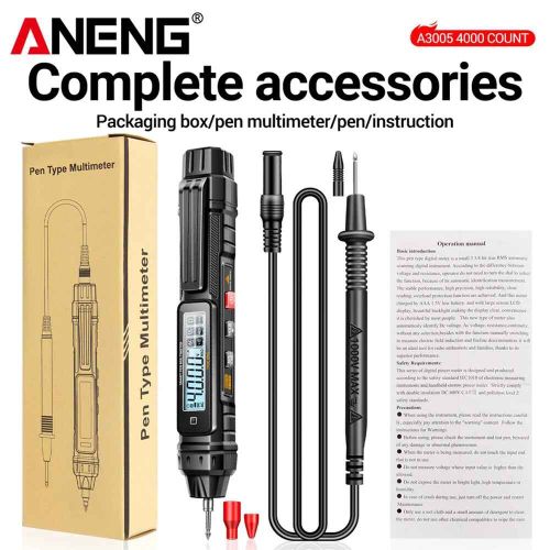 ANENG-Multimètre numérique A3005,type stylo,voltmètre électrique,ampèremètre,4000 points,sans contact,AC,DC,courant,testeur de tension - Type A3005