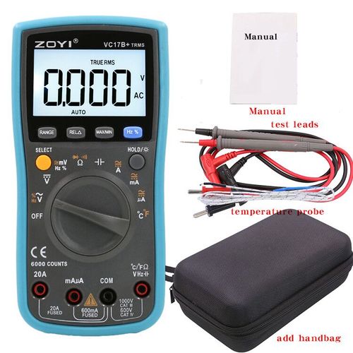 ZOYI ZT-17B + est un multimètre électrique connu pour son affichage numérique de haute précision,compteur de capacité pour maison intelligente et o - Type 17B add handbag