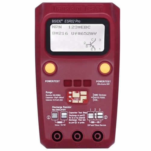 Testeur de Transistor ESR/SMD polyvalent BSIDE ESR02pro,Triode de Diode intelligente,compteur de résistance de capacité,compteur LCD,test MOS/PNP/NPN - Type ESR02PRO-Red