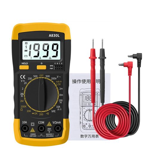 Multimètre numérique LCD A830L,tension AC DC,Diode de fréquence,testeur de courant,affichage lumineux avec fonction Buzzer - Type Black