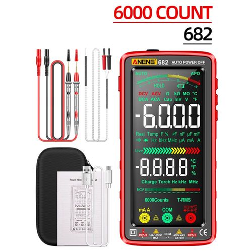 ANENG-Multimètre numérique professionnel aste 681/682/683,testeur de tension sans contact,voltmètre AC/DC,écran LCD,testeur de courant - Type 682 red