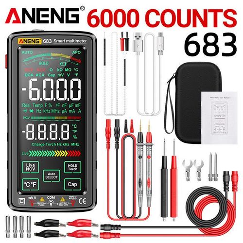 ANENG 683 multimètre numérique Rechargeable intelligent 6000 points multimètre haute touche tension AC/DC testeur de courant outils d'électricien - Type 683 Black Pro